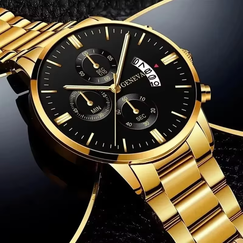 Montre à quartz pour homme en acier inoxydable de luxe