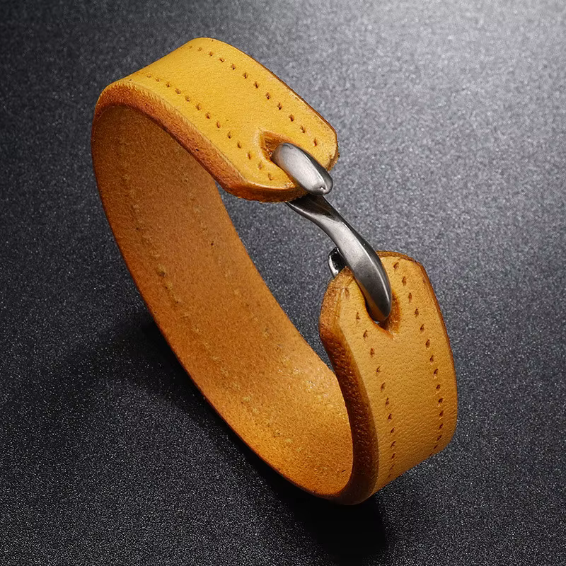 ZORCVENS Vintage en cuir véritable Wrap cordon manchette Bracelet pour main poignet