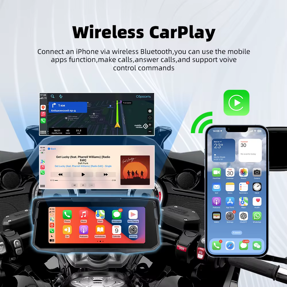 EKIY 6.86 "écran de Moto Navigation GPS affichage Portable numérique Moto Carplay Moto sans fil CarPlay Android Auto