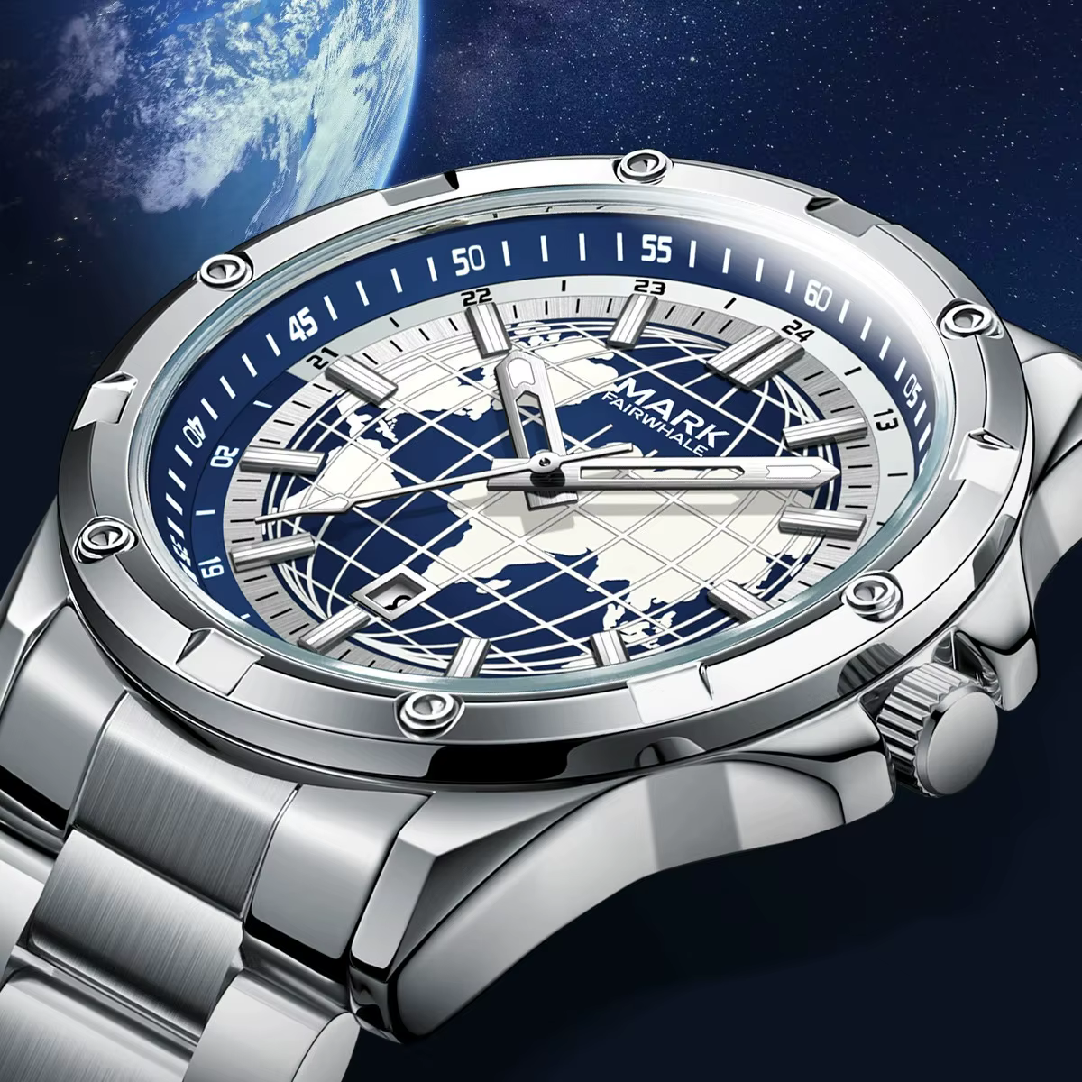 Mark Fairwhale 5130 marque de mode montre à Quartz pour hommes cadran lumineux créatif étanche bracelet en acier inoxydable montres pour homme