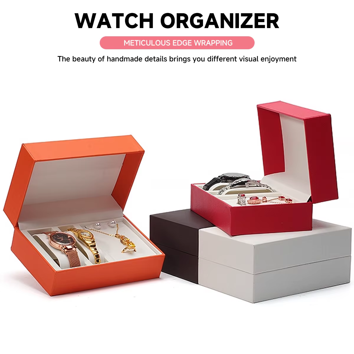 Boîte à montres de luxe en cuir PU