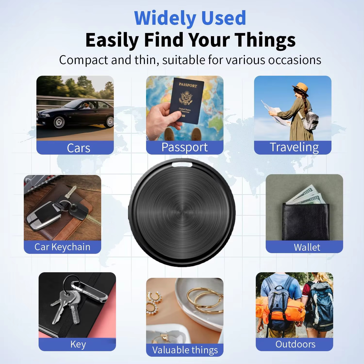 Traceur GPS double système pour Apple Find My/Android Google Find Hub App, localisateur d'objets, traceur de vélo/sac
