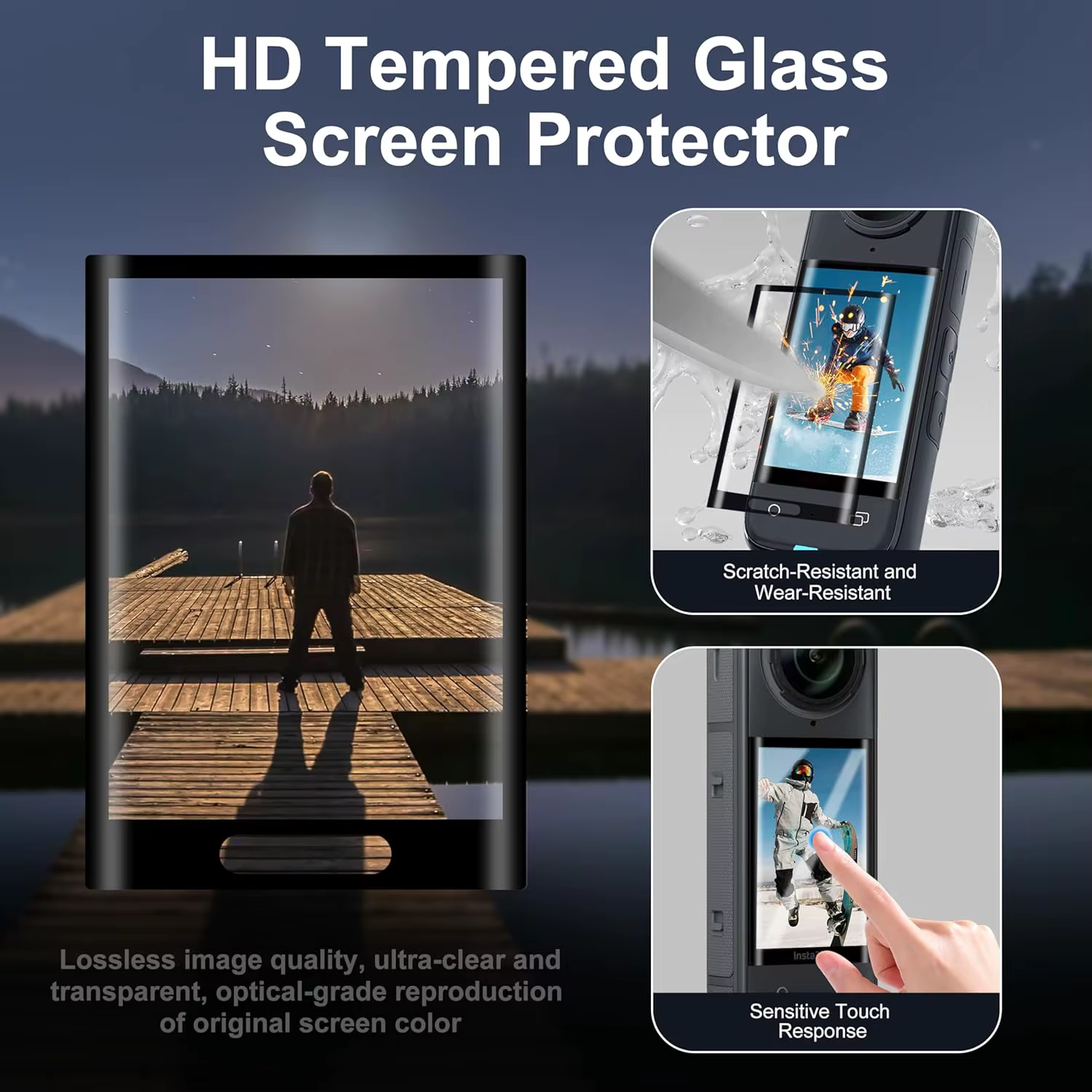 Kit d'accessoires pour Insta 360 X5 comprenant un étui de transport/une coque en silicone/des protections d'objectif/du verre trempé pour écran/une base de support en silicone