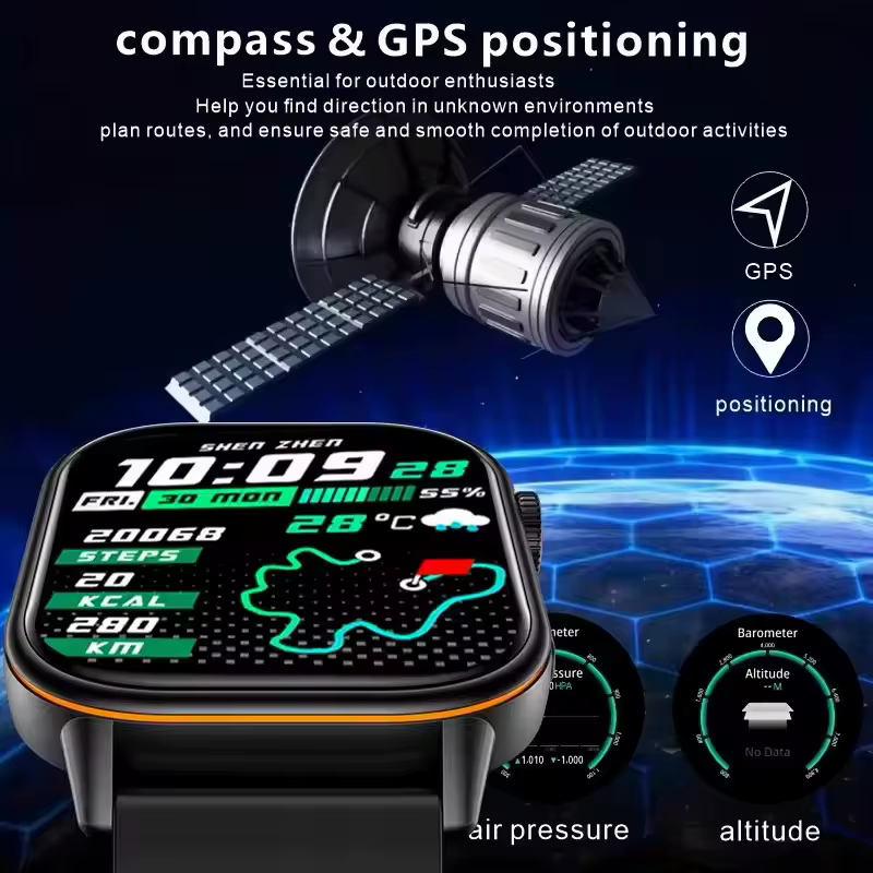 Nouvelle montre intelligente militaire GPS avec boussole GPS intégrée