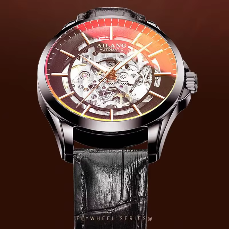 AILANG 2026 8629 Nouvelles Montres Mécaniques Bracelet en Cuir Véritable Étanche Montres-Bracelets Squelette Tendance Magasin Bright Future