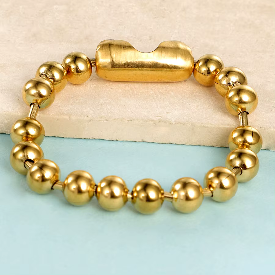 JOPulsera-Bracelet de perles en acier inoxydable pour hommes et femmes, perle de document en métal, or et argent, 8mm