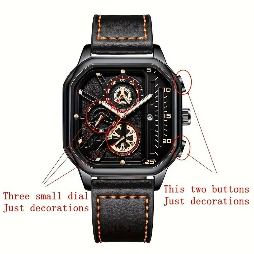 Montre de luxe pour homme avec grand cadran carré