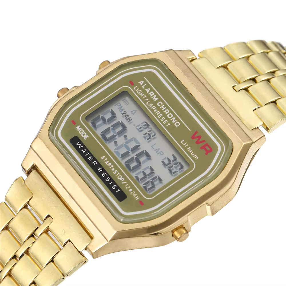 Femmes hommes unisexe montre or argent noir Vintage LED numérique sport militaire montres électronique