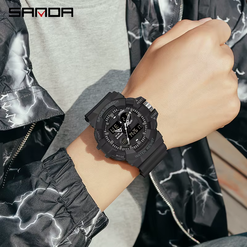 SANDA blanc sport hommes montres haut de gamme de luxe militaire montre à Quartz étanche