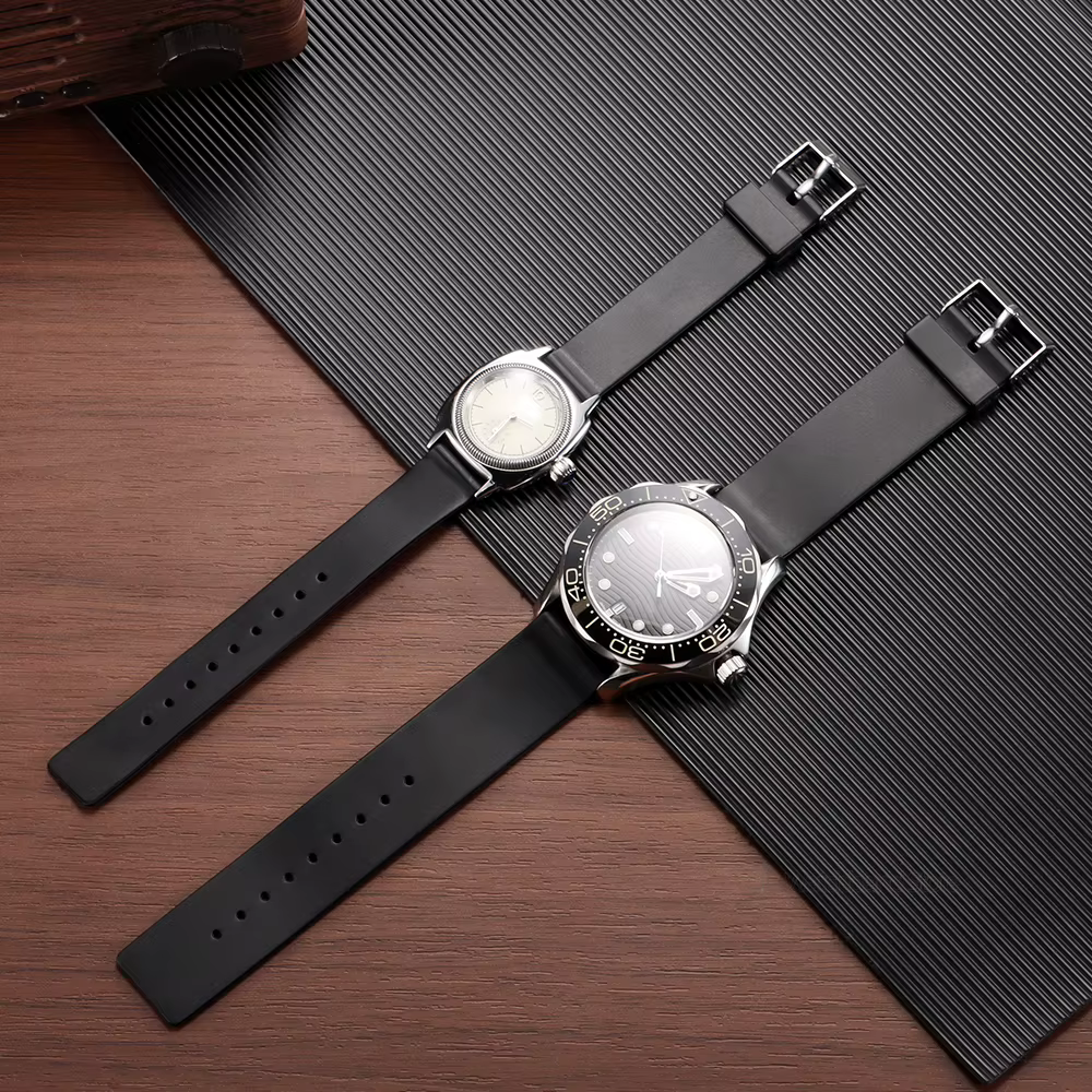Bracelet de montre universel en PVC noir de 12 mm