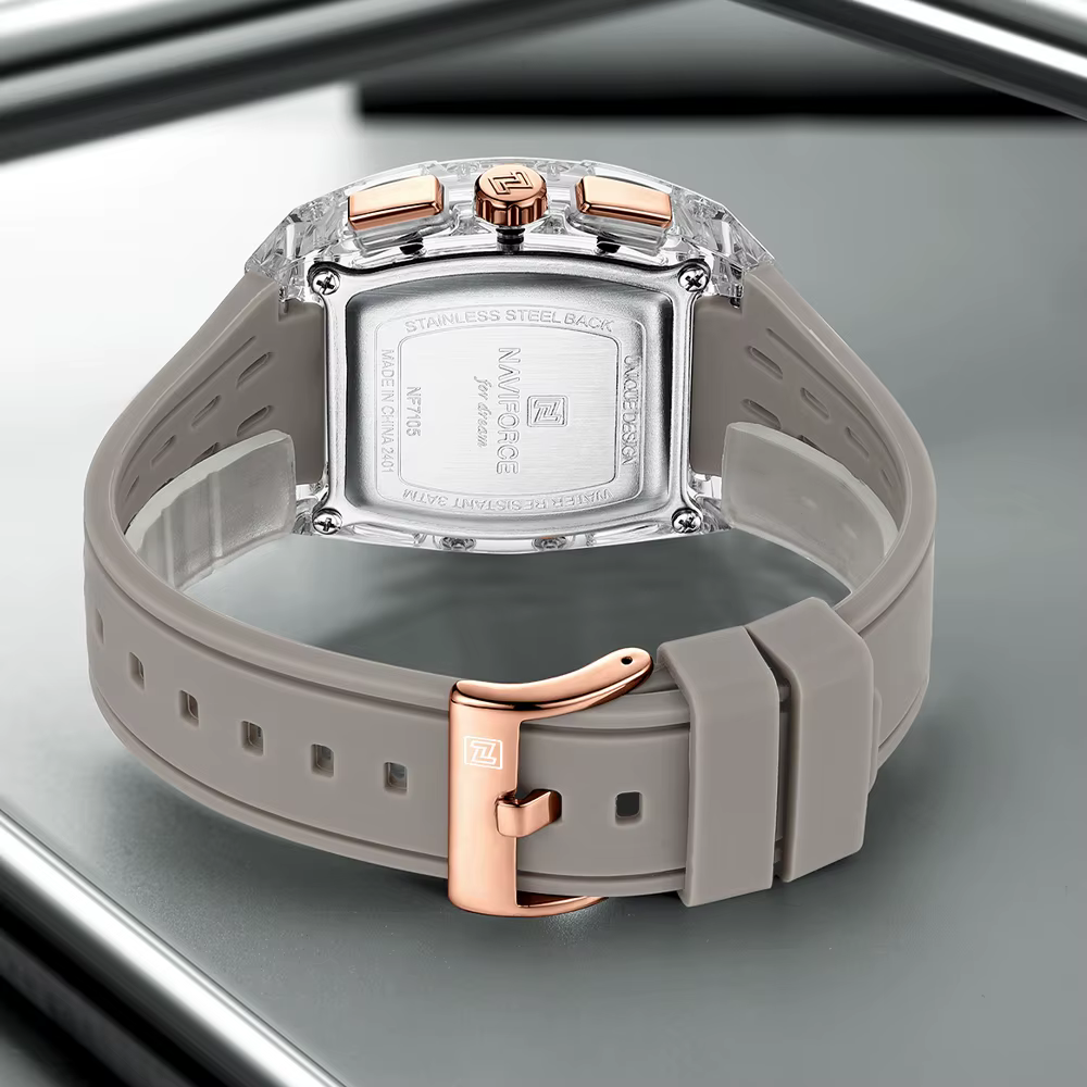NAVIFORCE 2025 nouveau Design Transparent Tonneau montre hommes Quartz homme montres étanche luxe Sport porte
