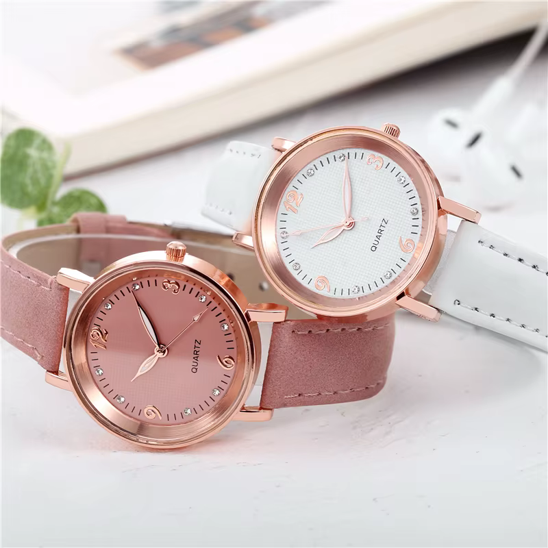 Mode cadran arabe montre pour femme bracelet en cuir décontracté montres à quartz analogiques