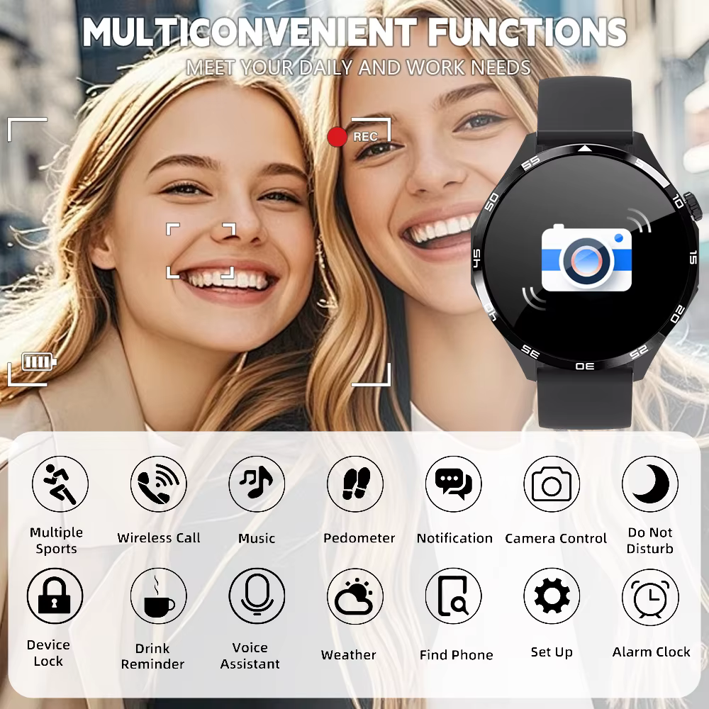 Montre connectée ERUN pour homme compatible avec iPhone et Android