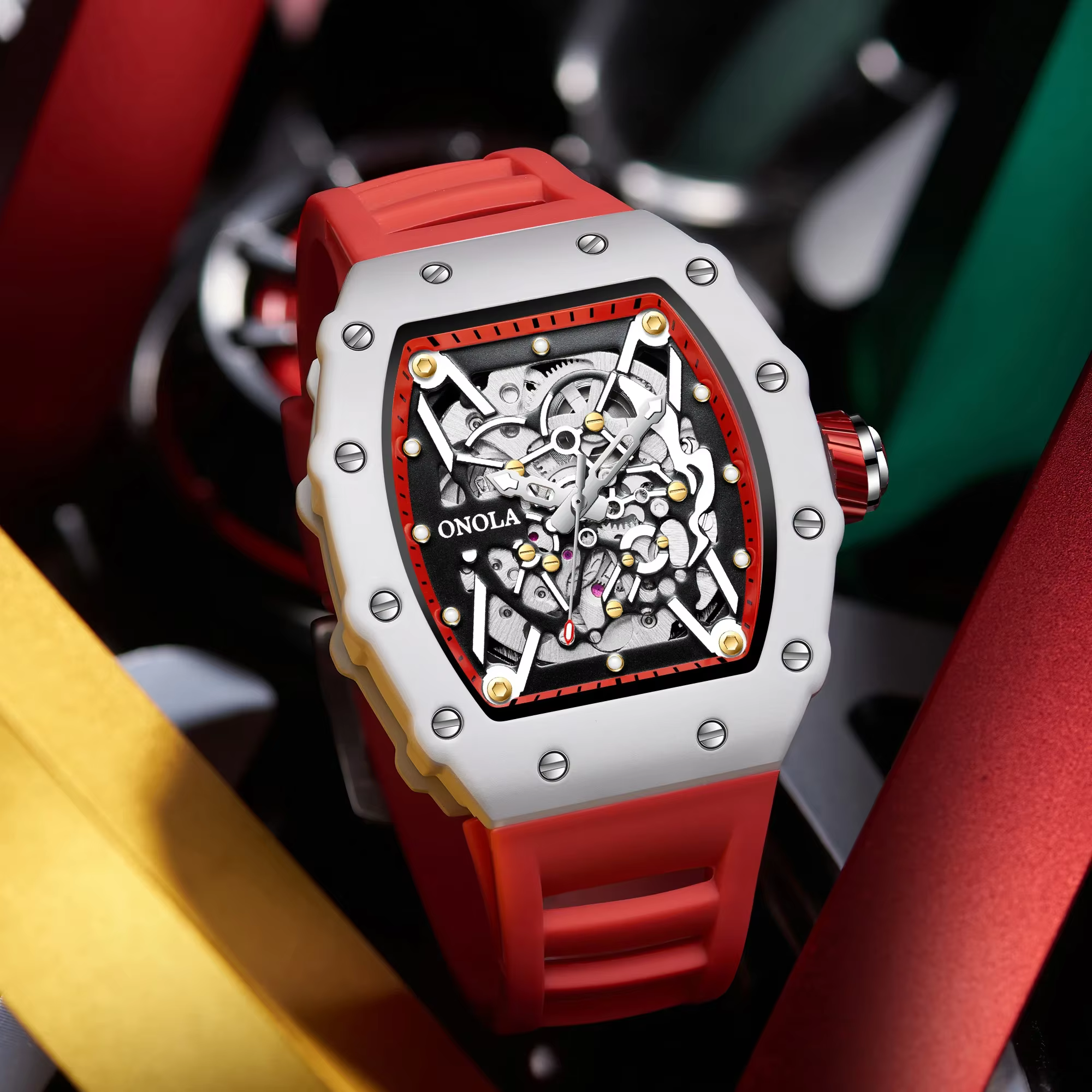 ONOLA montres pour hommes haut de gamme mouvement automatique mode sport lumineux 30M étanche mécanique
