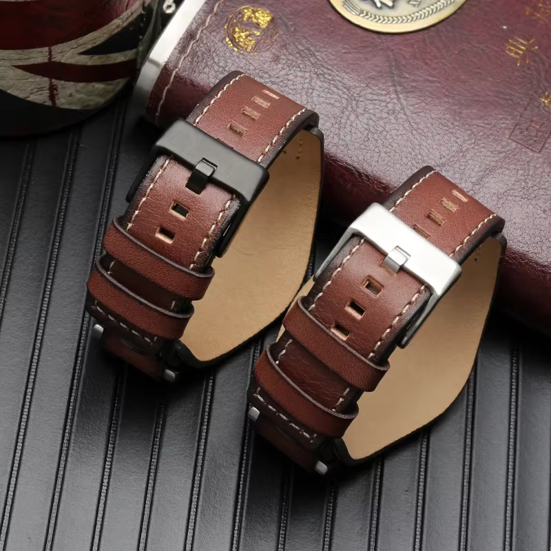 Bracelet de montre en cuir véritable pour Fossil JR1157
