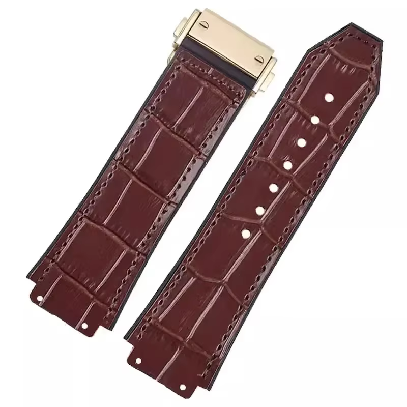 Bracelet d'accessoires de montre en cuir véritable noir marron pour Hublot série Big Bang