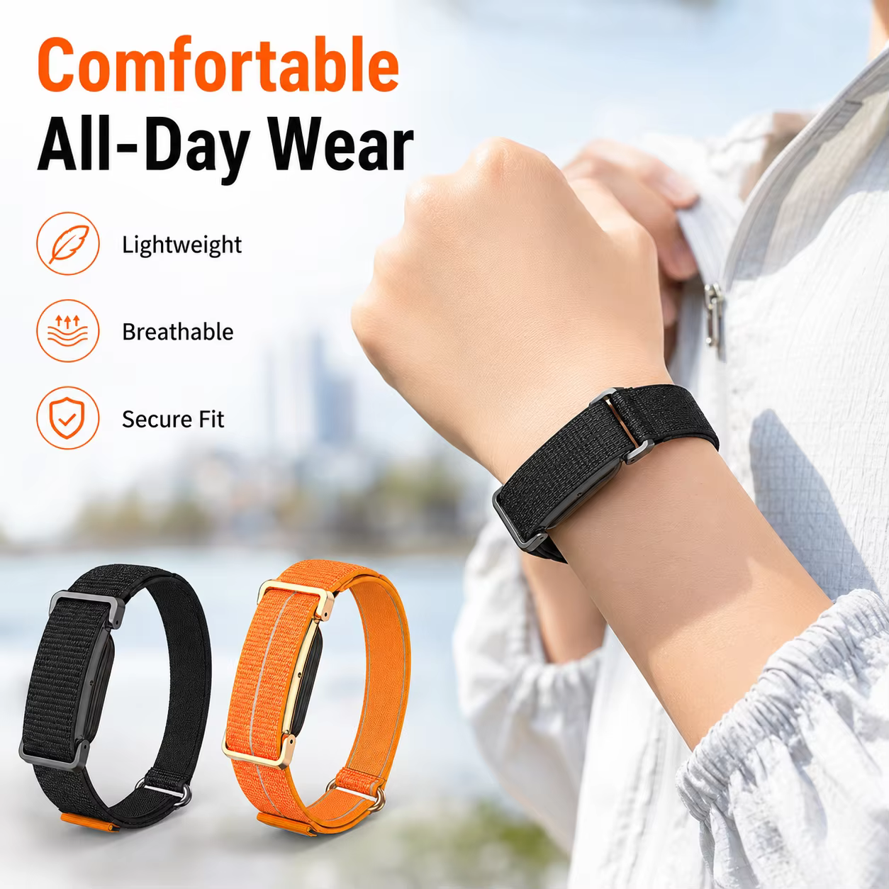 Boîtier en métal + bracelet en nylon pour Google Fitbit Air