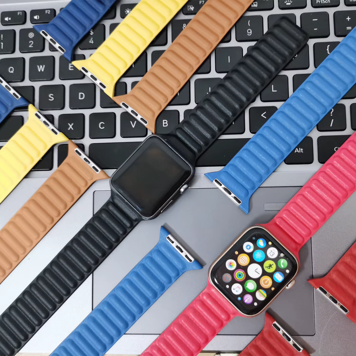 Lien en cuir pour Apple watch 7 bandes 40mm 44mm 42mm 38mm