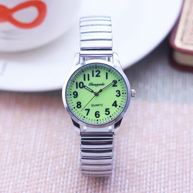 CYD femme homme Couple amoureux visage lumineux numérique qualité montres bracelet élastique en acier inoxydable aiguilles lumineuses montre électronique