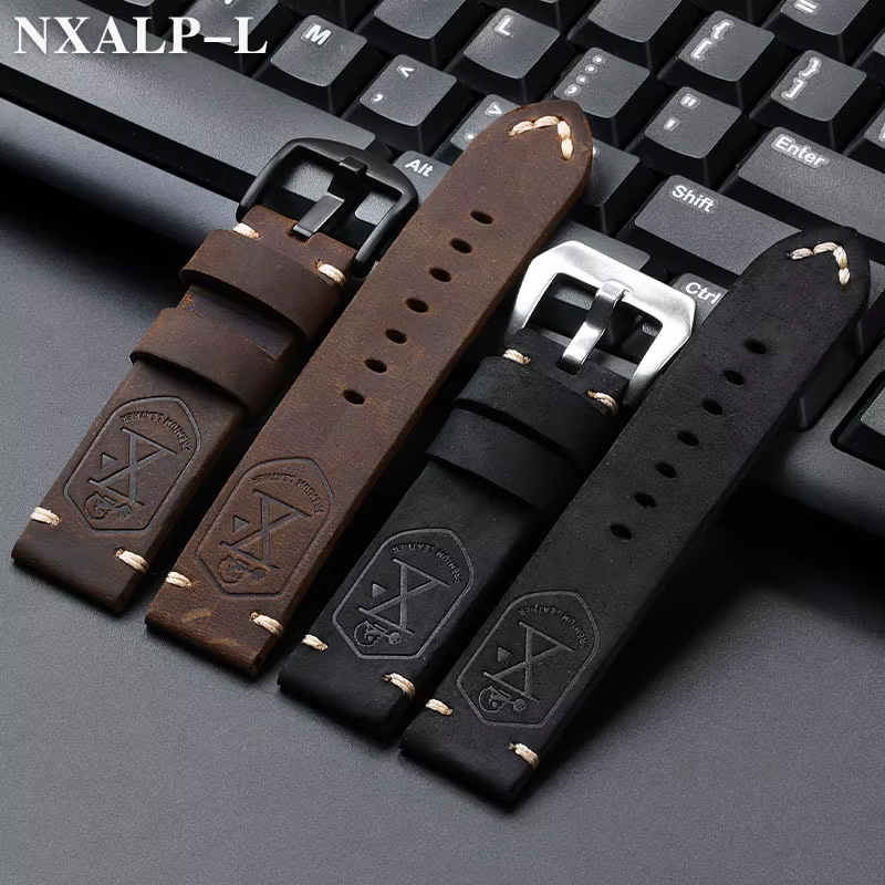 Bracelet de montre en cuir de vache première couche fait à la main