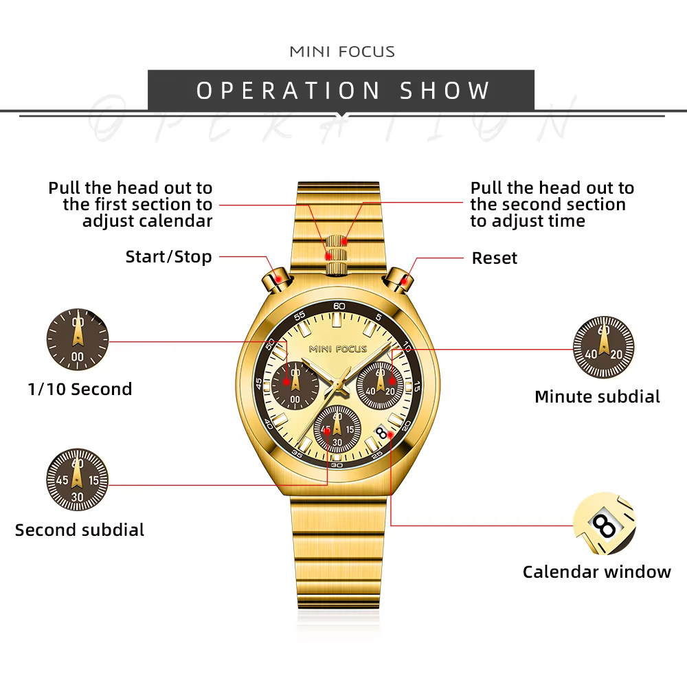 MINI FOCUS multifonctionnel décontracté et mode montre à Quartz pour femmes étanche chronographe montre-bracelet dames montres 0491L