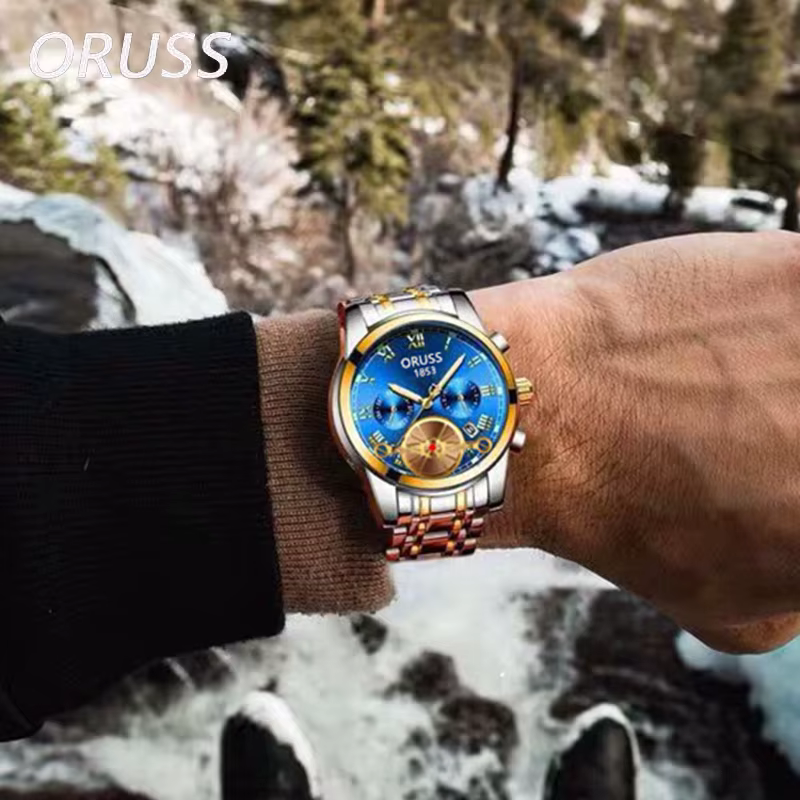 Montre à quartz de luxe étanche pour homme avec bracelet en acier