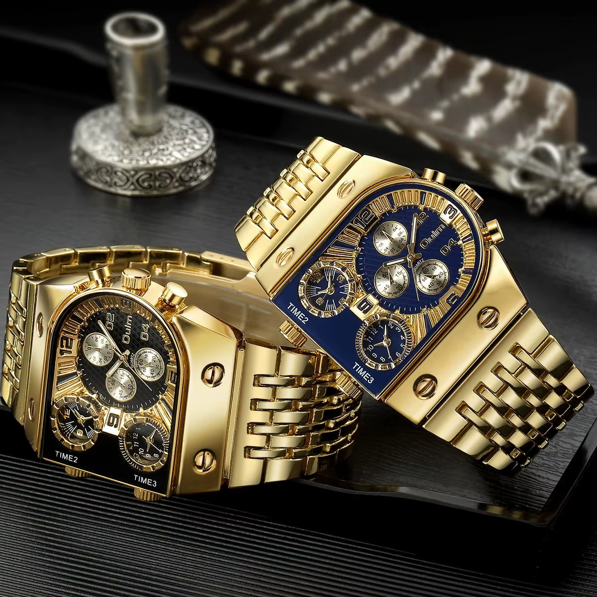 Montre Oulm de luxe multi fuseaux horaires pour homme