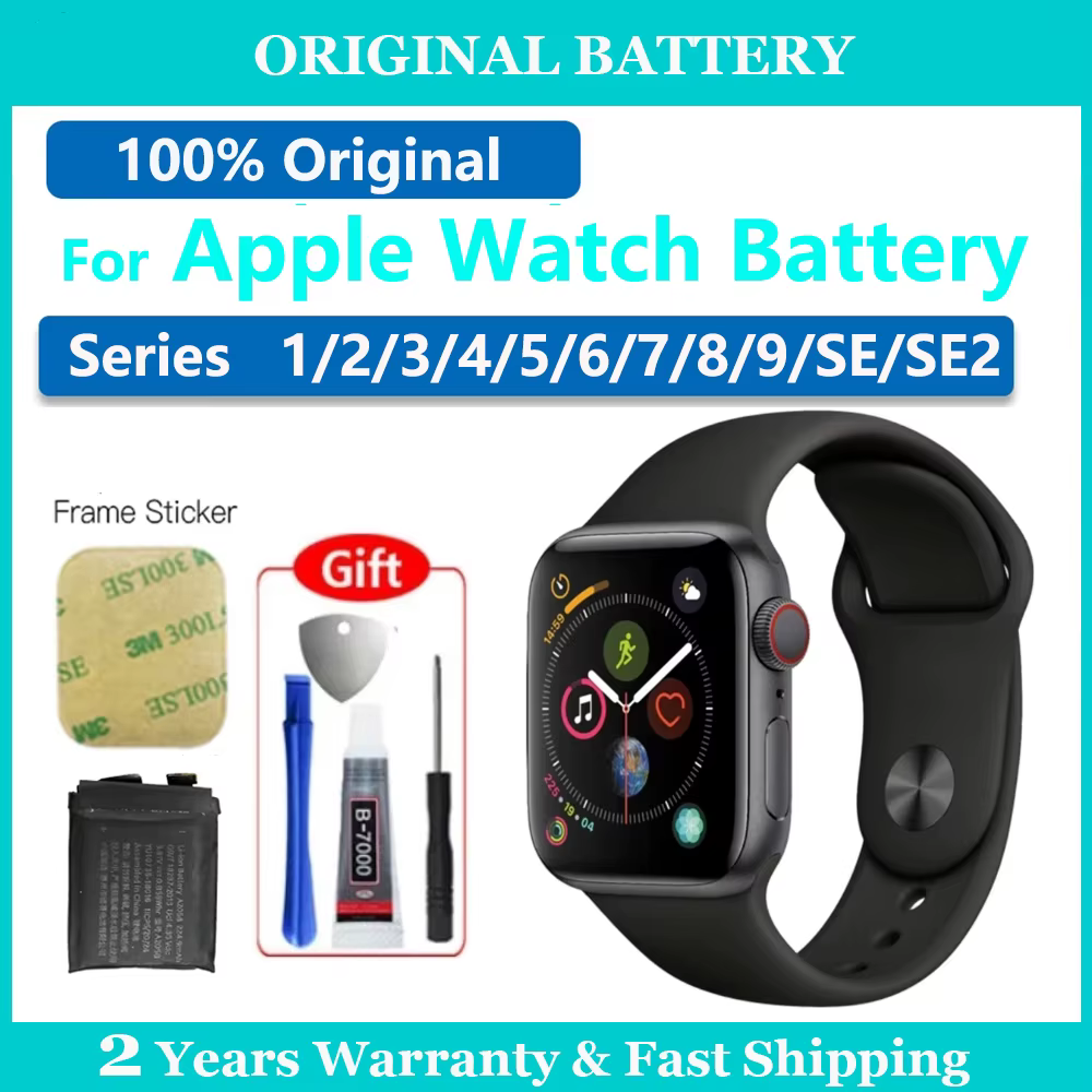Batterie d'origine de remplacement pour Apple Watch série SE 1 2 3 4 5 6 7 8 iWatch S1 S2 S3 S4 S5 S6 S7 S8 GPS LTE 40/42/45MM Bateria