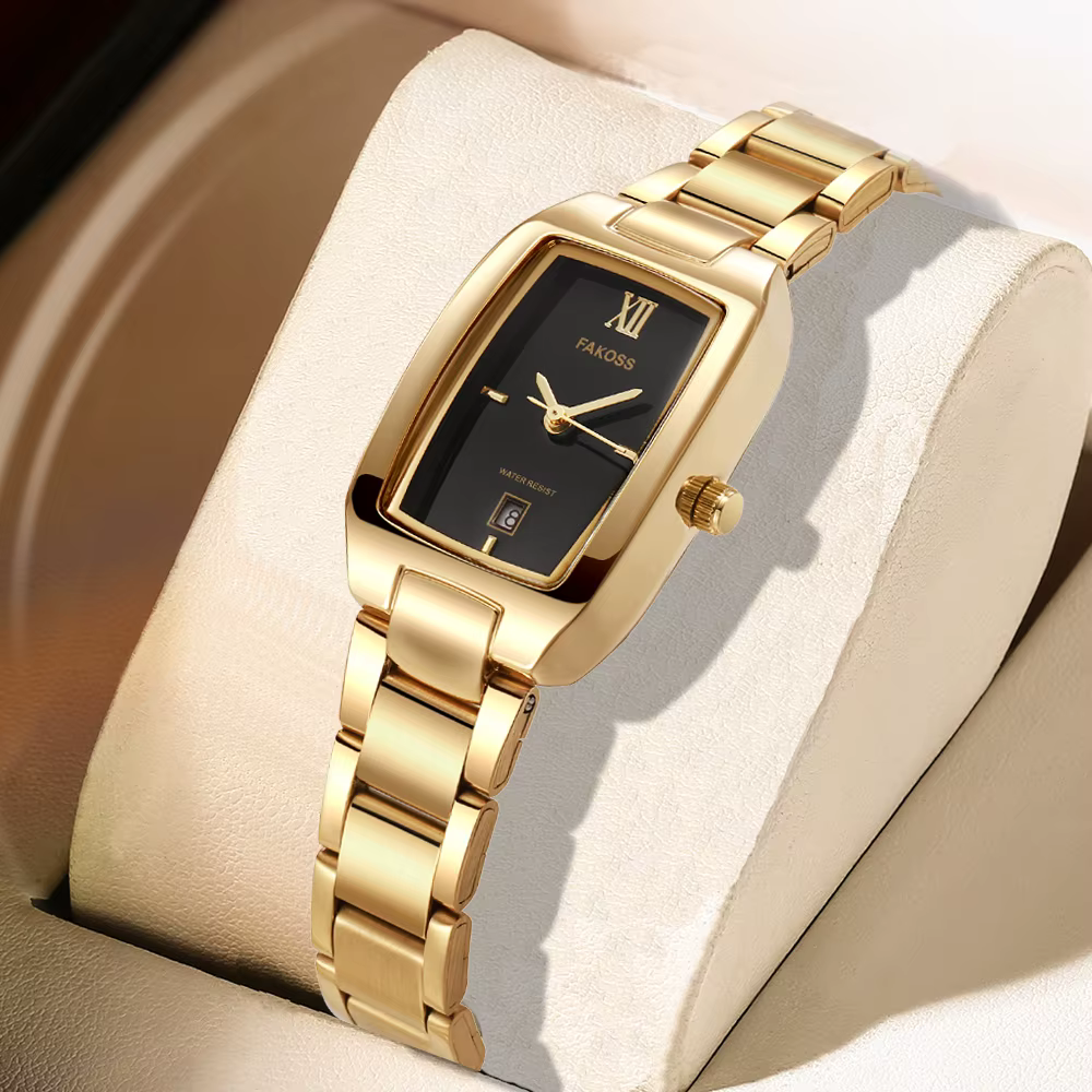 WWOOR Reloj-Montre habillée en acier inoxydable pour femme