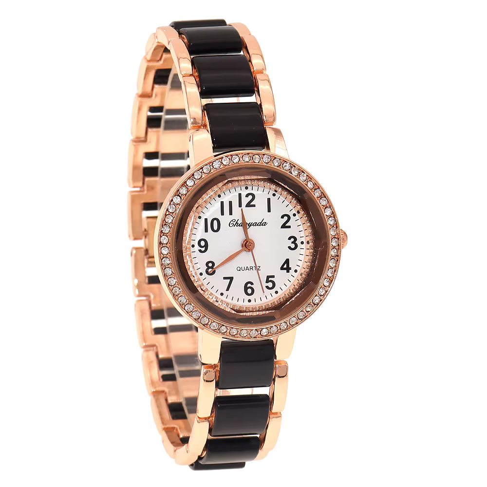 Montre-bracelet à quartz en or rose pour femme