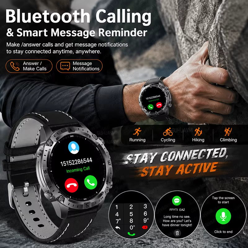 Nouvelle montre connectée GPS d'extérieur avec cartes hors ligne pour hommes