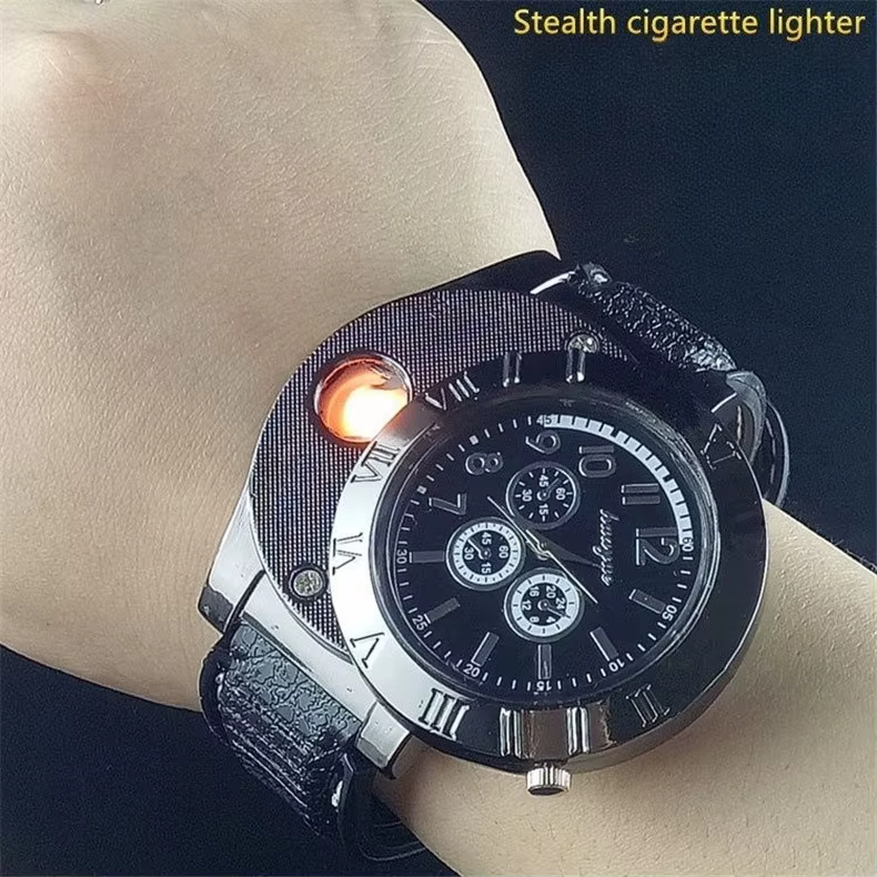 Nouveau chargeur Usb respectueux de l'environnement coupe-vent briquet montre allume-cigare à la mode Cool créatif hommes fumeur cadeaux