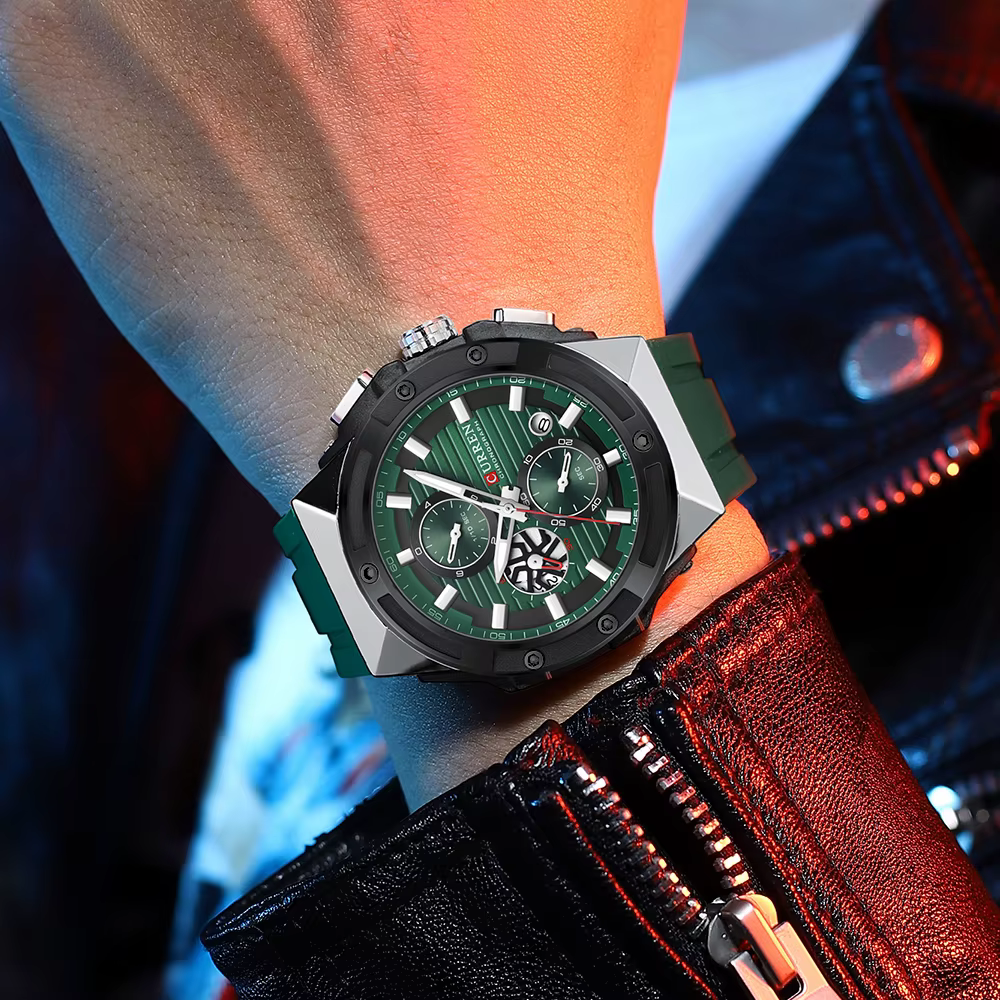 Montre à Quartz chronographe à grand cadran pour hommes