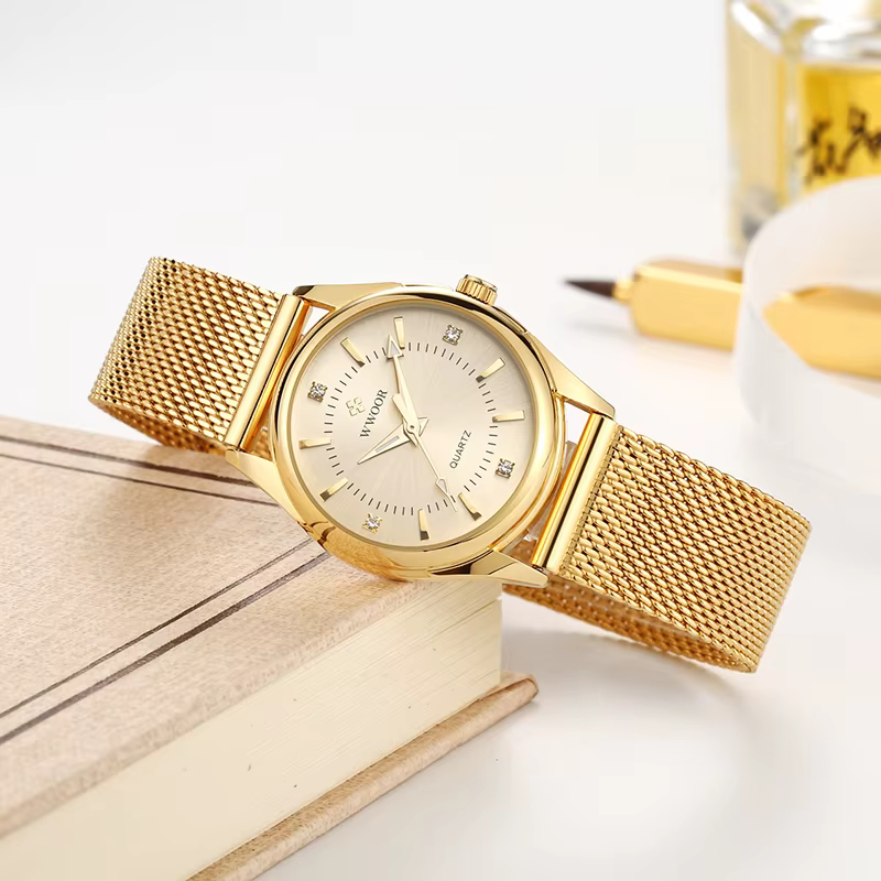 Wwoor-Montre-bracelet en or pour femme