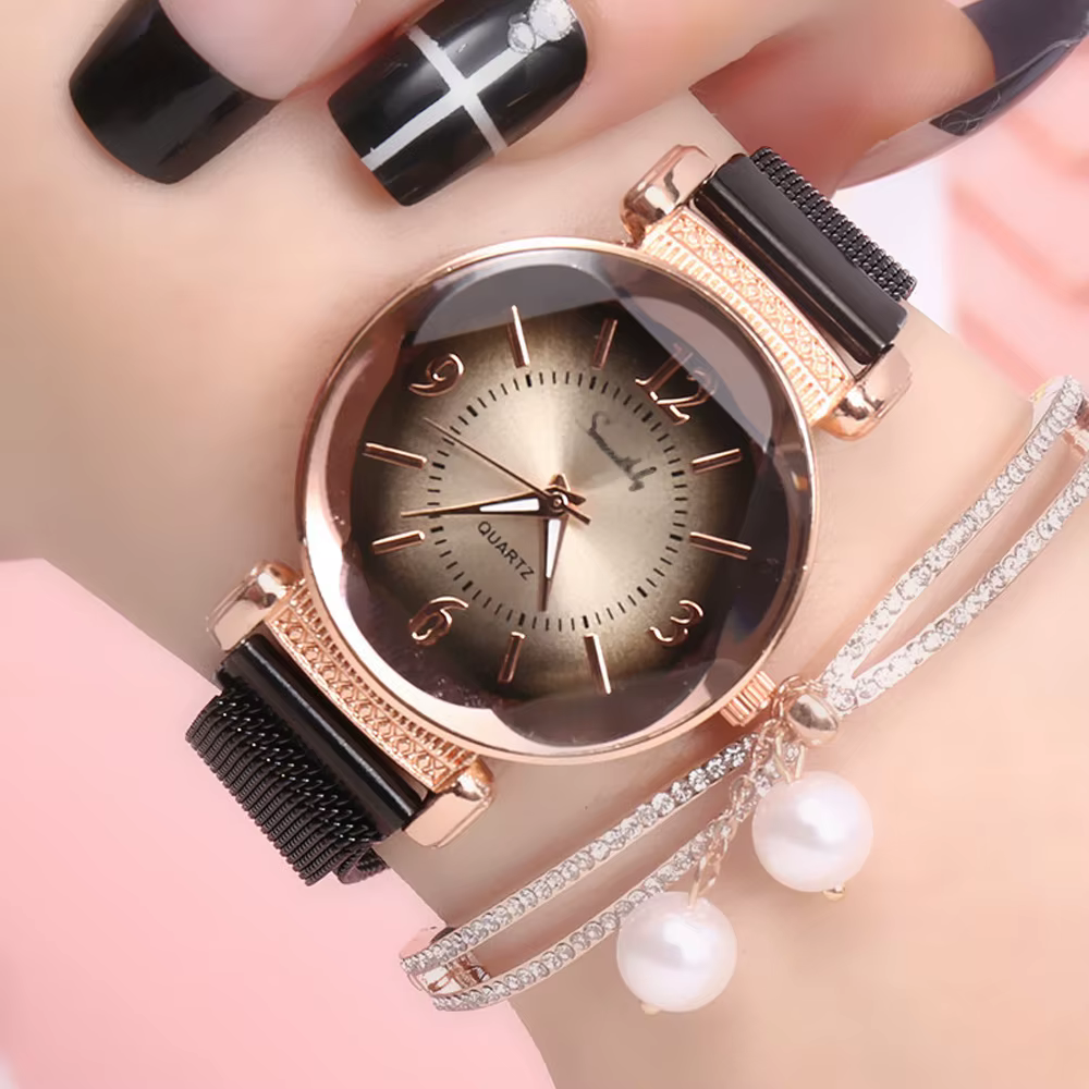 Milan aimant boucle femmes montre mode sauvage nouvelle montre-bracelet de luxe dames géométrique chiffre romain Quartz mouvement horloge