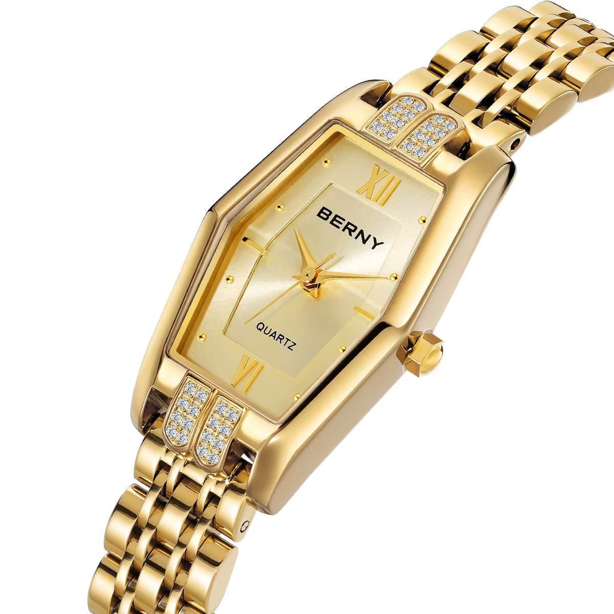 BERNY montres en or pour femmes élégant délicat hexagone dames