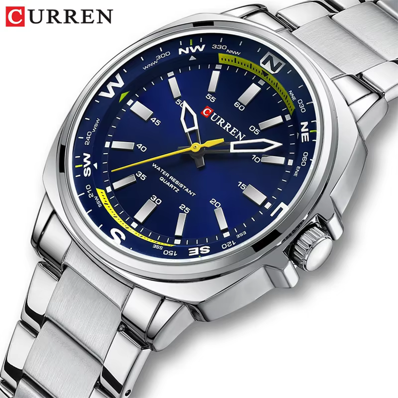 CURREN 8455 montre à Quartz de mode pour hommes affaires bracelet en acier inoxydable veilleuse étanche