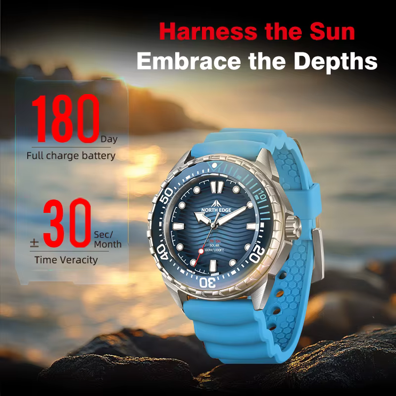 NORTH EDGE 2025 nouvelle montre de plongée à énergie solaire TRITON hommes montres à Quartz de luxe