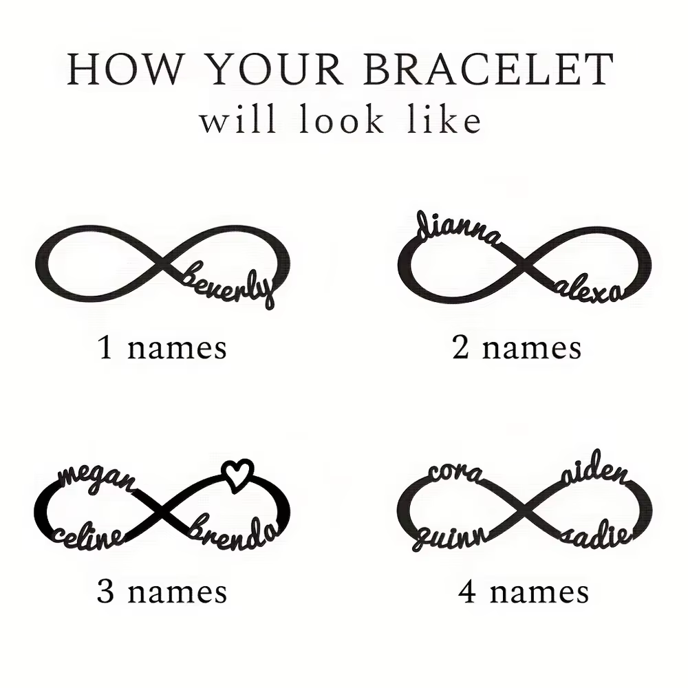 Bracelet personnalisé en acier inoxydable avec 1 à 4 noms, bracelet à breloques personnalisé pour femme, cadeau pour la famille, la petite amie