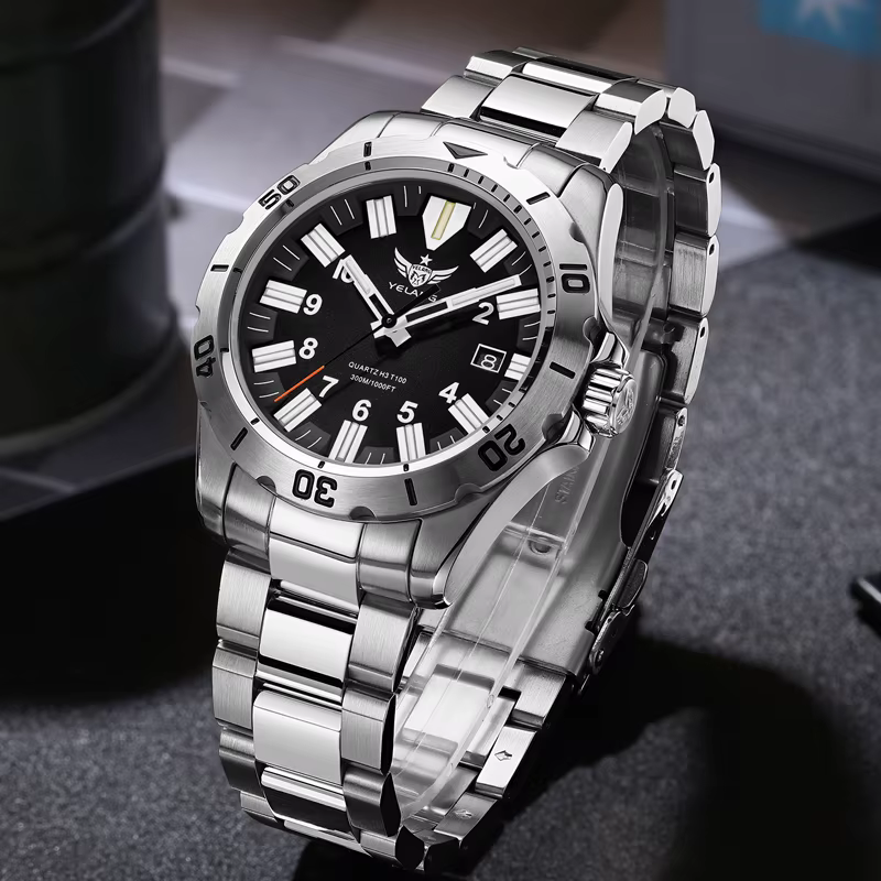 YELANG V1036S 42mm hommes montre à Quartz lumineux 10 ans Lithium suisse RONDA 715-Li mouvement 30ATM 300m étanche Style militaire