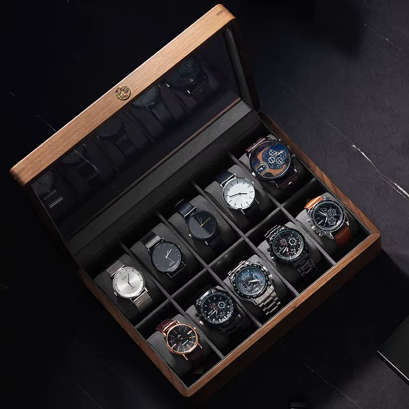 Boîte de rangement de montre en bois massif
