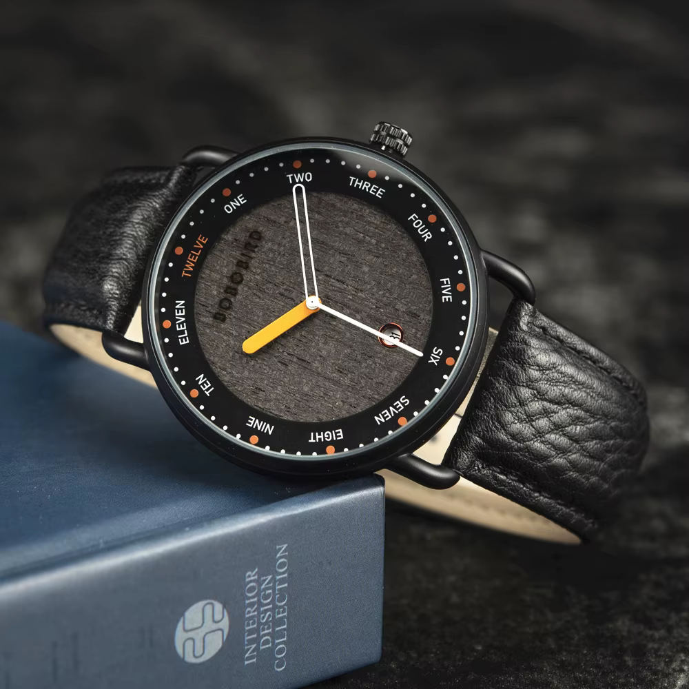 BOBO BIRD Montre à quartz en bois pour homme