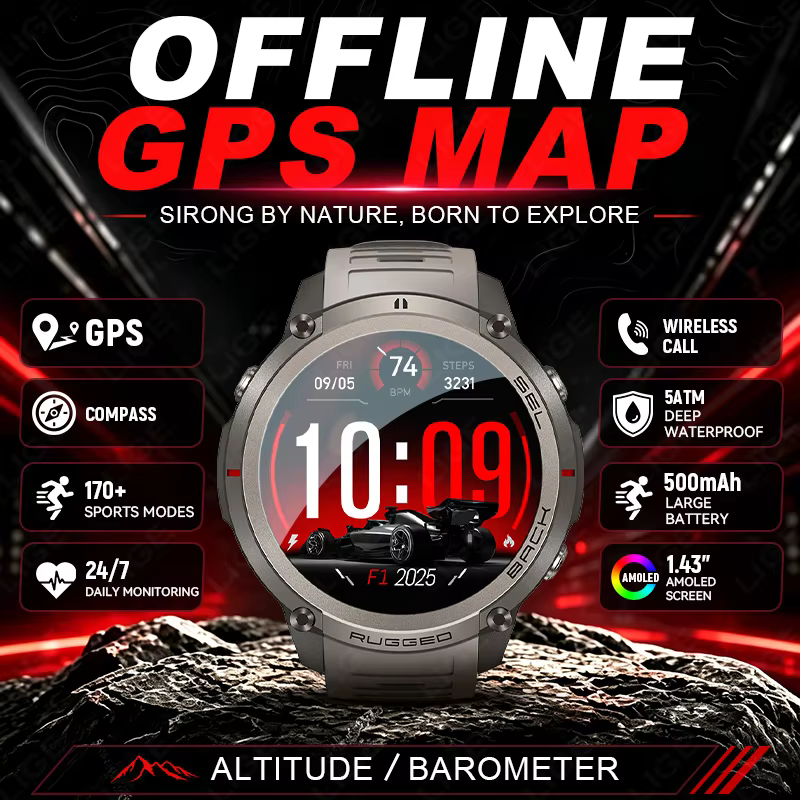 Montre connectée LIGE avec navigation GPS