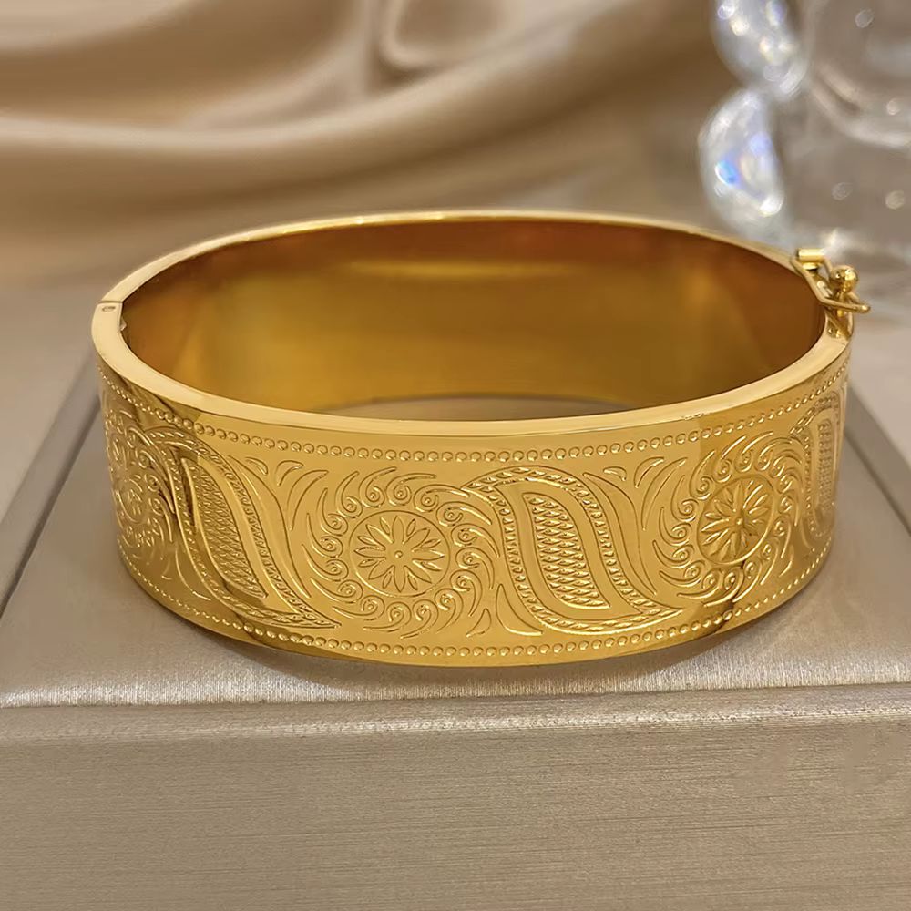 Bracelets épais en acier inoxydable pour femmes et hommes