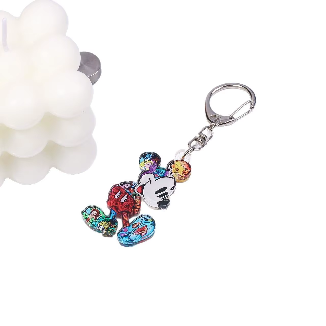 Porte-clés en acrylique mignon Minnie Mouse Mickey, pendentif de sac imprimé Mickey dessin animé, pour femmes et enfants, cadeau