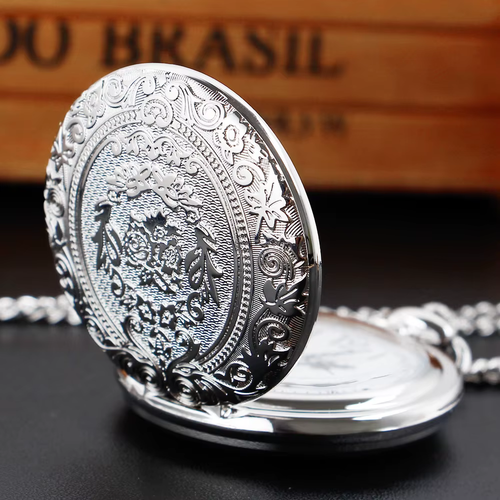 Montre de poche de luxe en argent à quartz