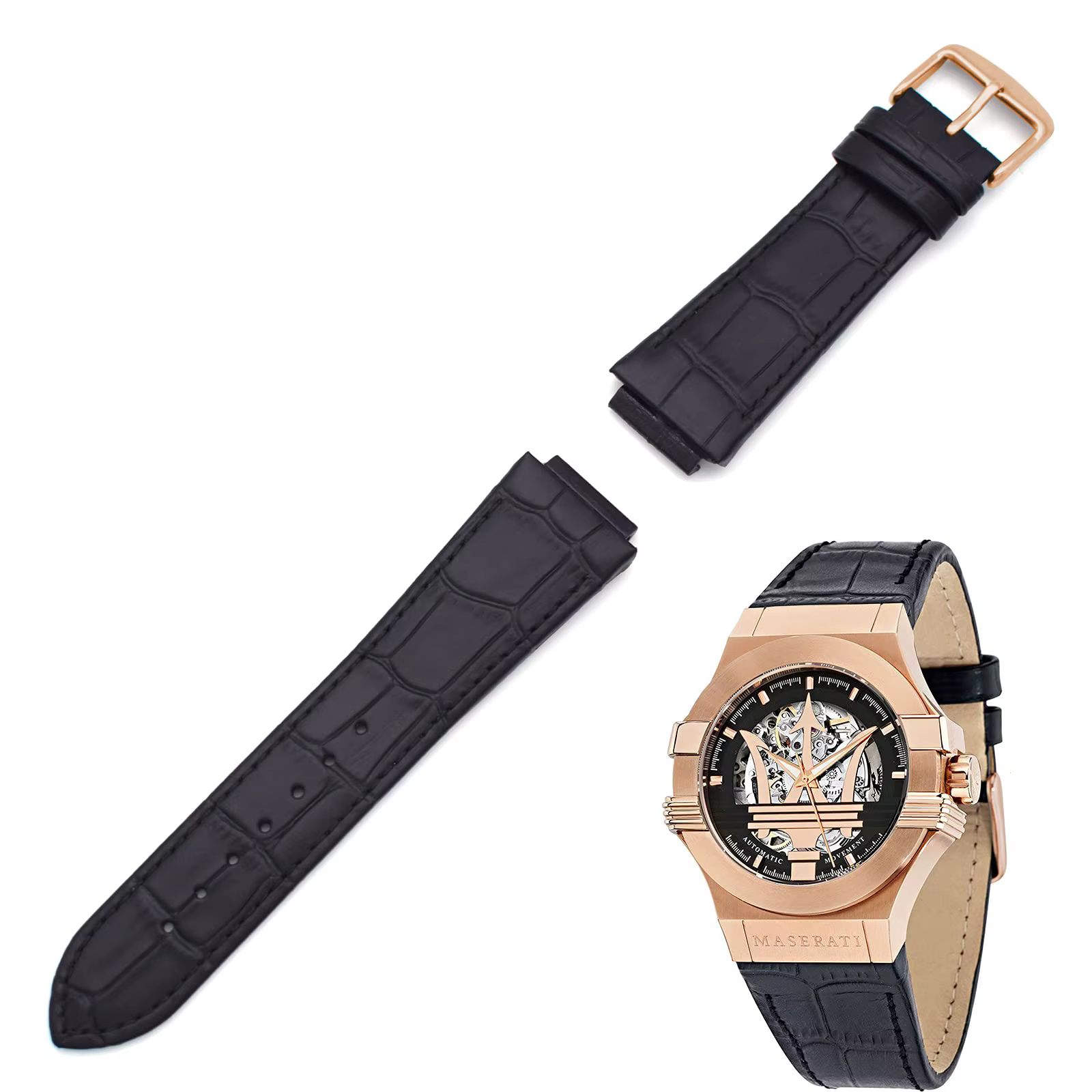 THEAGE 24MM bracelet de montre en cuir véritable remplacement pour montres pour hommes MASERATI R 8821108025 R R