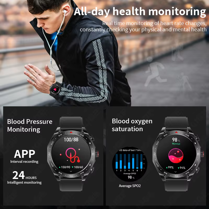 Montre intelligente étanche avec écouteurs pour hommes et femmes