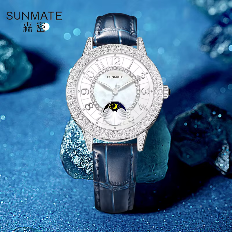 SUNMATE Montre à quartz mince pour femme – Affichage analogique simple