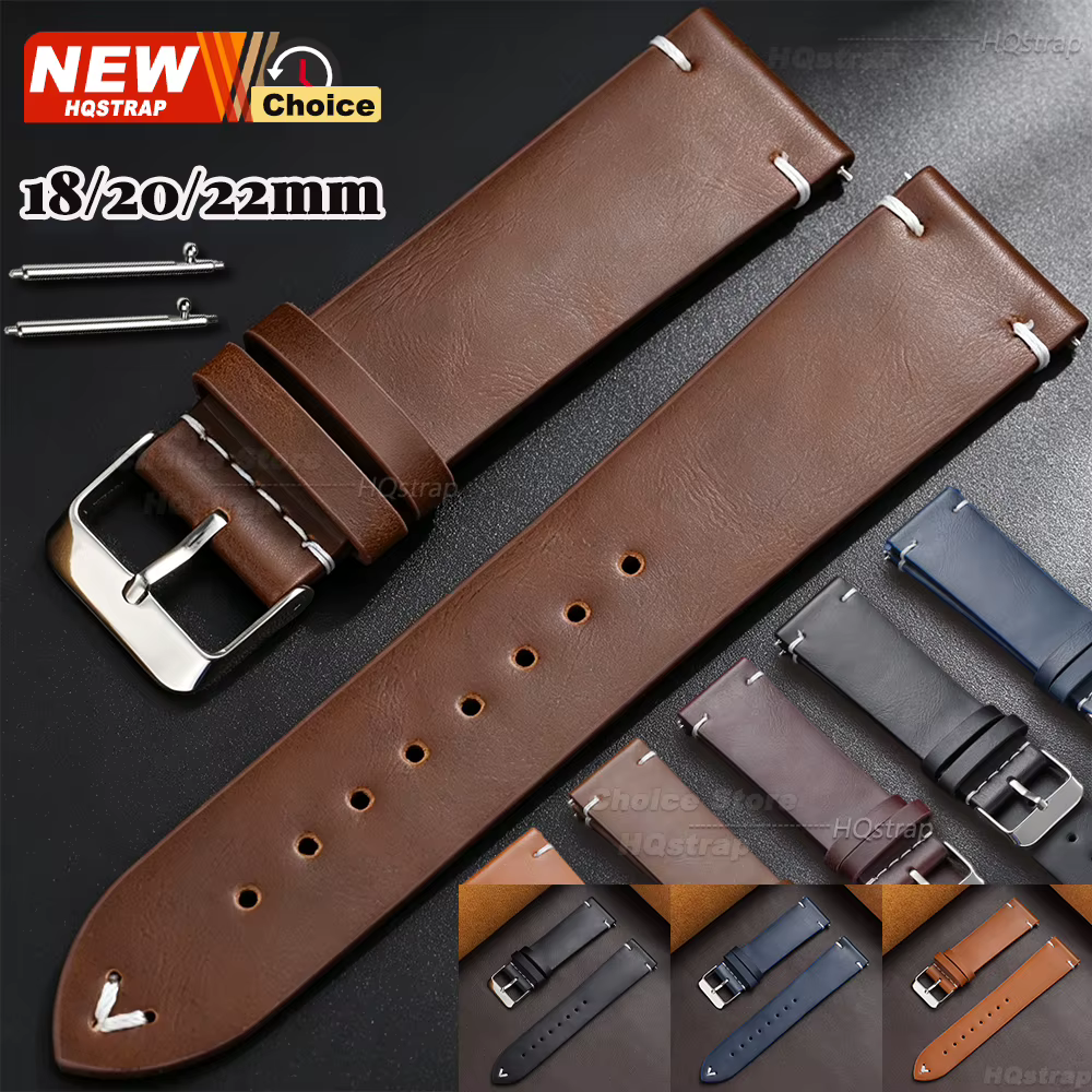 Nouveau bracelet de montre en PU marron et noir 18mm 20mm 22mm pour hommes et femmes